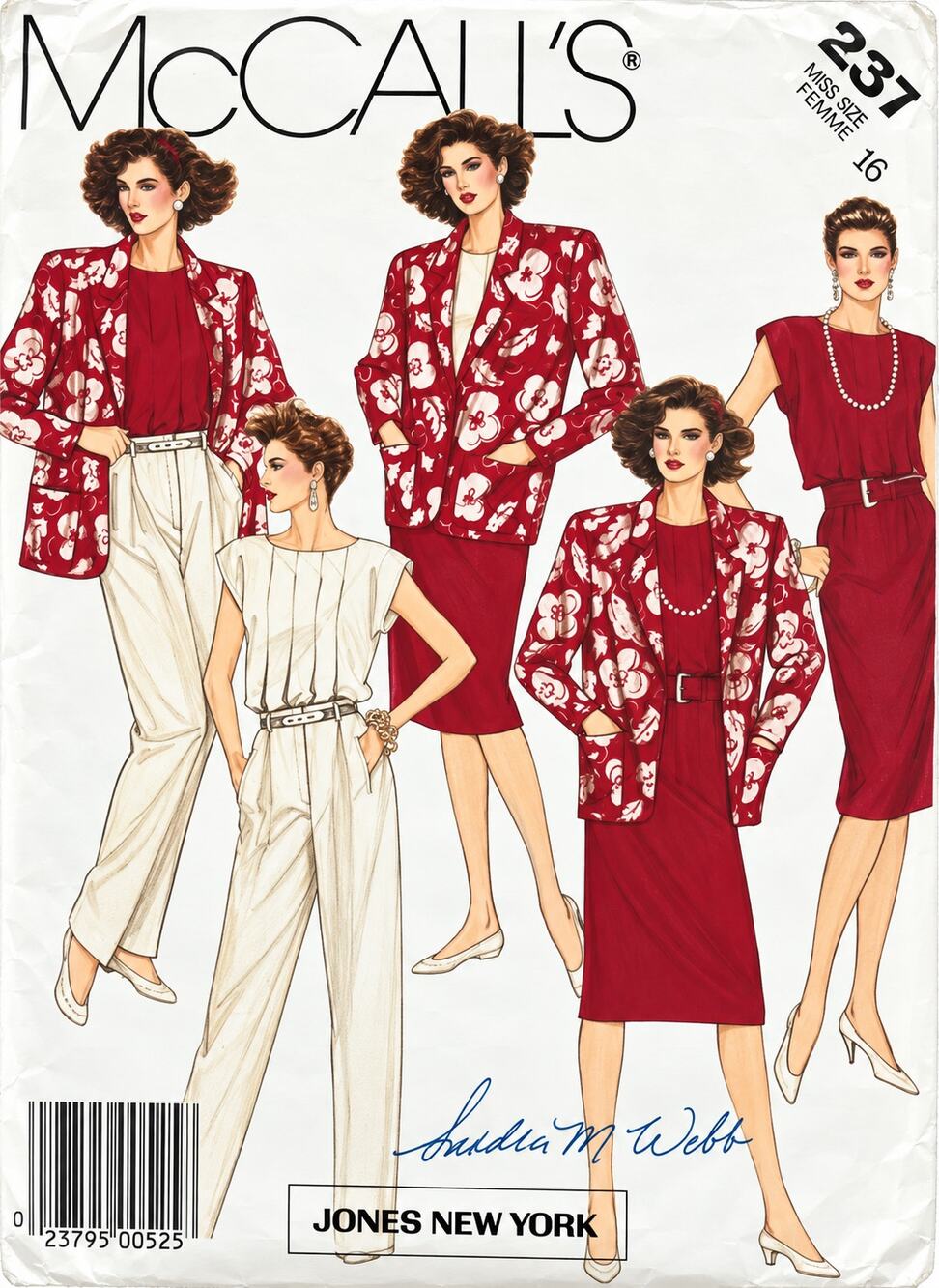 Vintage McCall's 2372 Jones New York Pants Top Skirt Dress Sew Pattern Size 16